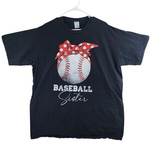 Port & Company Baseball Sister Graphic T-Shirt Black 3XL Short Sleeve PC450